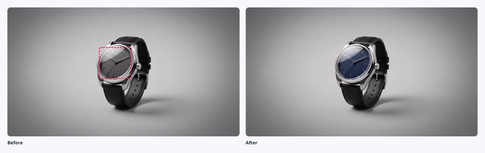Before and after in Abni: the same picture before and after the amend, the amended area outlined on the before.